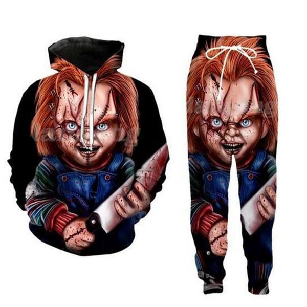 Новые мужчины / женские детские игры Chucky смешные 3D печати моды спортивные трексуиты хип-хоп штаны + толстовки MH0227