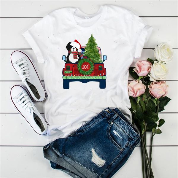 

women graphic joy tree printed bear dog car fashion christmas ladies tshirt female womens clothes t tee shirt t shirt, White