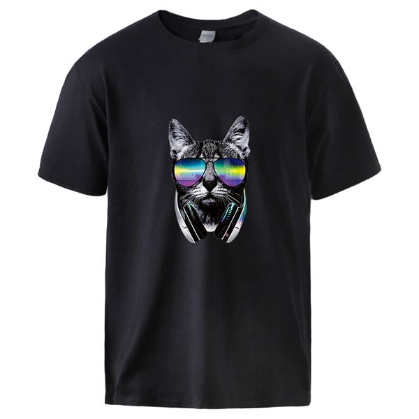 

cool cats print summer black white tees for short sleeve men's fashion hip hop fashion loose tees hooded sweatshirt hoodie men t shirt