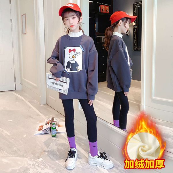 

plush warm pullover children's winter cartoon new base coat korean sweater, Black