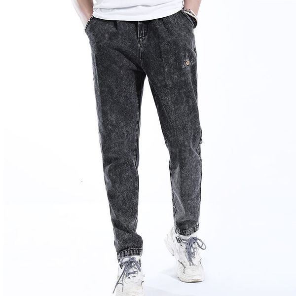 

spring thickened jeans straight baggy pants men's autumn and winter 2020 casual versatile brand, Blue