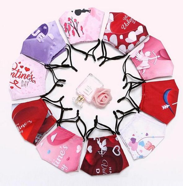 

2021 new valentines day mask romantic face masks couple happy valentines day masks dustproof printed red love adjustable mask
