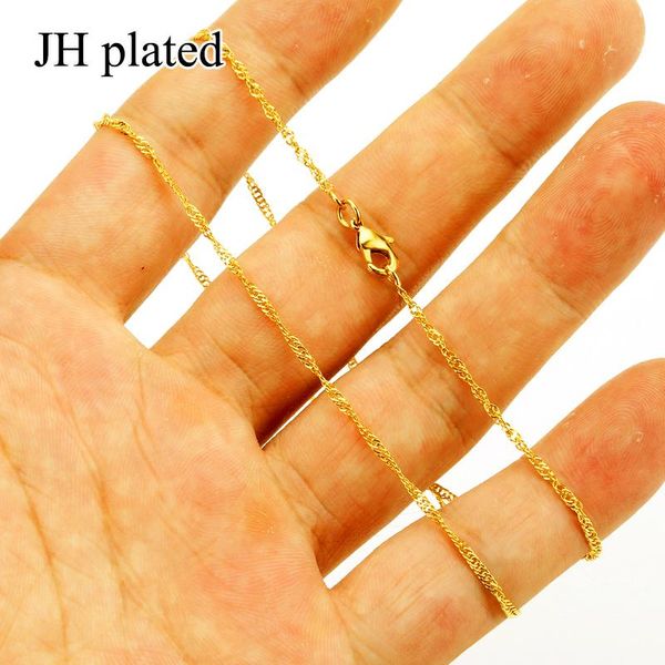 

jhplated length 45cm wholesale water-wave chain thin necklaces gold color jewelry for women and girl, Silver