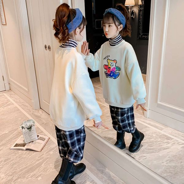 

new bear plush sweater autumn and 2020 girls' thickened winter middle school children's pullover, Black