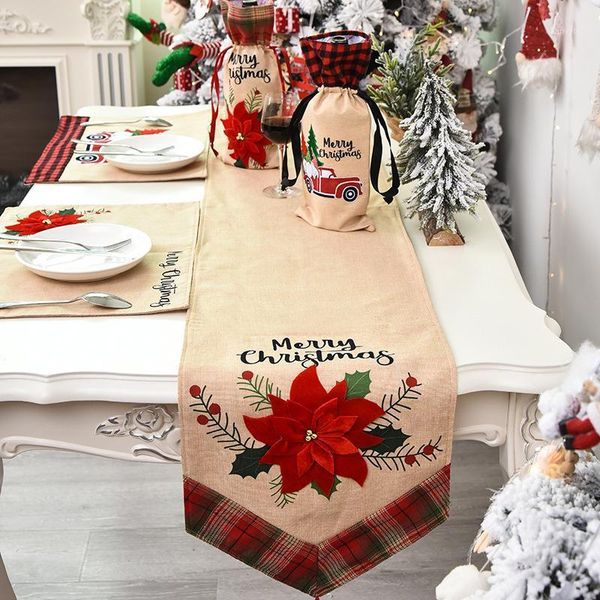 

laphil christmas linen table runner xmas tree flower table mat merry christmas decorations for home 2020 natal gift ornaments1