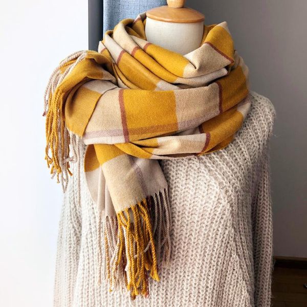 

cashmere scarf long scarf with tessel warmer winter fashion luxury gift for women ladies, Blue;gray