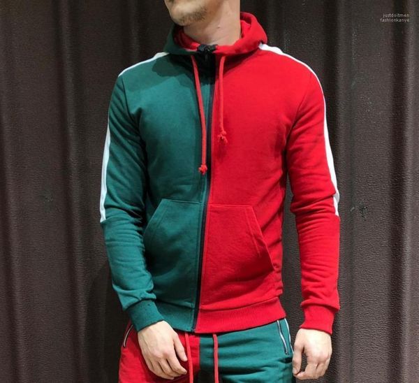 

up designer pullovers sweatshirts autumn new hoodies mens clothing spring colors patchwork zipper, Black