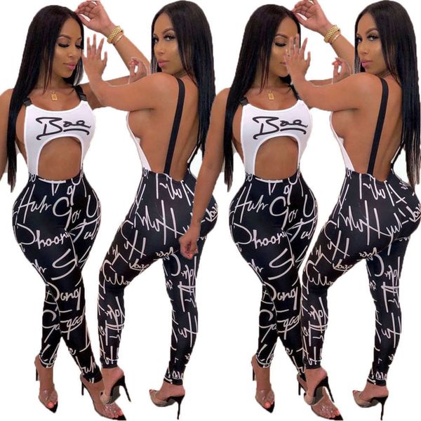 

printed 57g5168 women's fashion character letter suspender jumpsuit super comfortable and close to the body, Gray