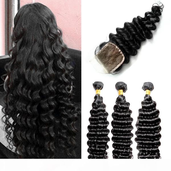

wholesale and retail 8a kinky curly human hair weave lace closure virgin remy hair bundles 4pieces dyeable brazilian indian hair weft, Black