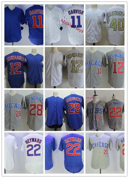 

mens #40 willson contreras jersey embroidery #11 yu darvish #12 kyle schwarber #22 jason heyward #28 kyle hendricks jersey s-3xl, Black