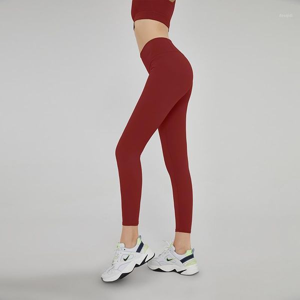 

yoga outfits fitness pants legging women high waist for gym exercise girl slim stretch running wholesales1, White;red