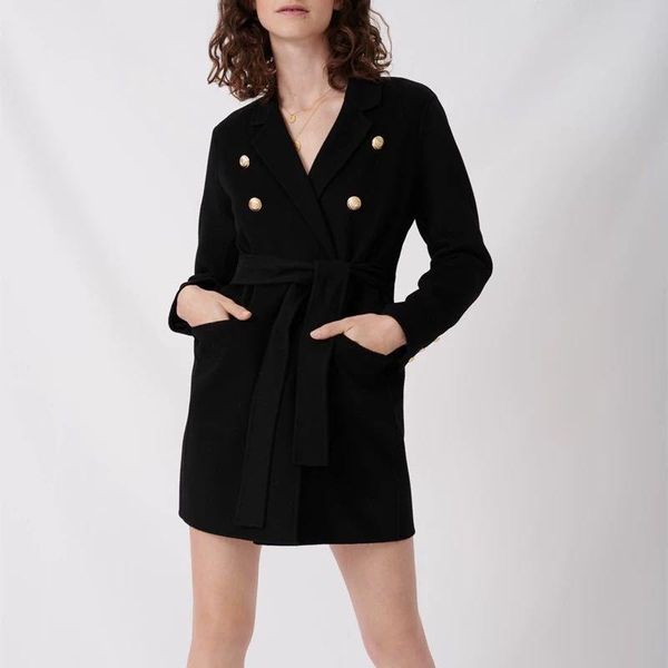 

2020 autumn and winter new double-sided woolen suit mid-length coat coat, Black