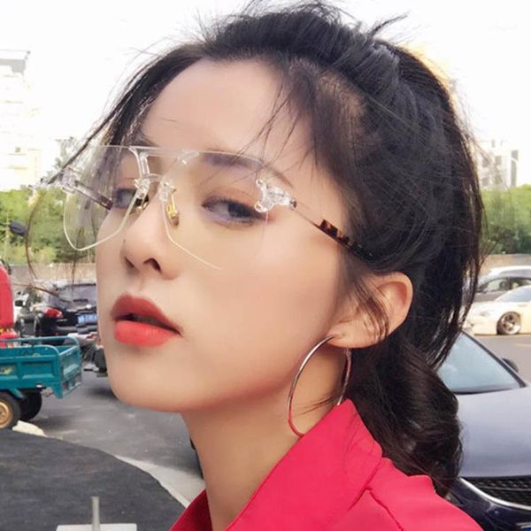 

sunglasses transparent 7 color frameless women men clear lens glasses irregular polygon sun eyewear accessories1, White;black