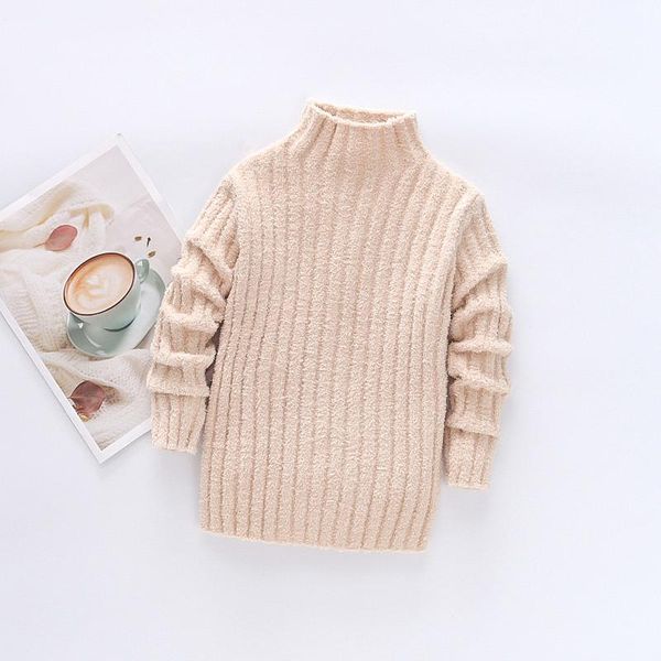 

pullover knitted sweaters solid baby girl winter clothes thick clothing for girls warm children's from 1 to 7 years old, Blue