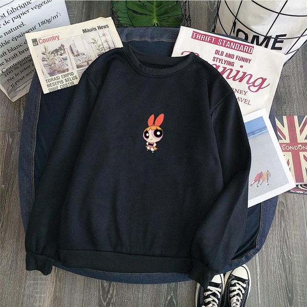 

мощность панк девушка печататься blossom пузыри, buttercups лучшего friendsweatshirt мультфильм печать толстовки девушки осенью мода топа, Black