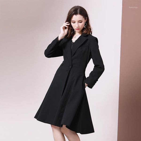 

dresses women dress windbreaker women clothing slim fit simple style long fashion casual windbreaker jacket long dust coat1, Tan;black