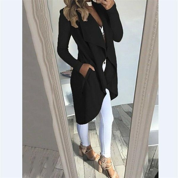 

2020 womens long waterfall coat jacket ladies cardigan overcoat jumper plus size, Black;brown