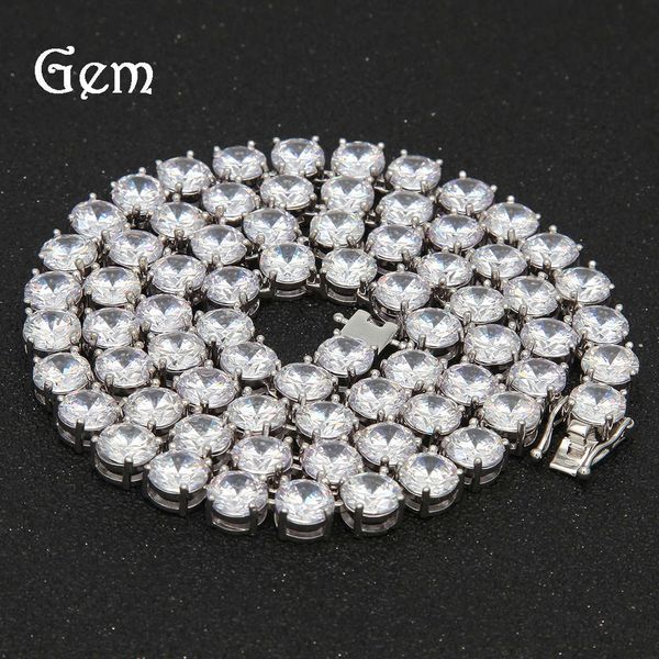 

hip hop copper inlaid zircon single row necklace 8mm one row zircon necklace cztennis necklace, Silver