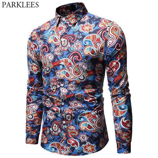

mens paisley shirt brand design stylish slim fit dress shirts men long sleeve chemise homme party casual social camisas hombre, White;black