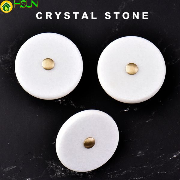 

2 pcs brass+ stone knob / dresser knobs white cabinet pulls knobs / simple kitchen door handle knob furniture hardware