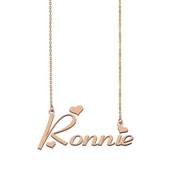 

ronnie name necklace custom nameplate pendant for women girls birthday gift kids friends jewelry 18k gold plated stainless steel, Silver