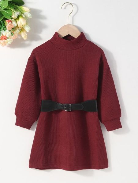 

toddler girls drop shoulder belted dress she, Red;yellow