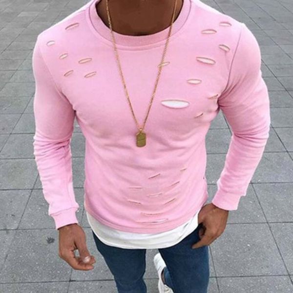 

men's round neck no hat slim fitting street fake two sweater long sleeve sweater vvo9w, Blue