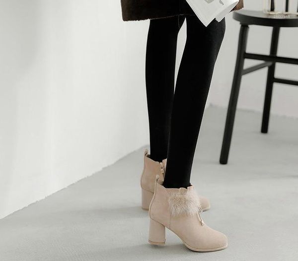 

2020 winter new bow fur boots with boots high heel warm women's cotton shoes snow1, Black