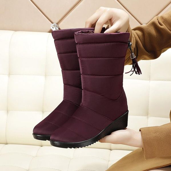 

winter fashion slope with tassel warm women's boots, Black
