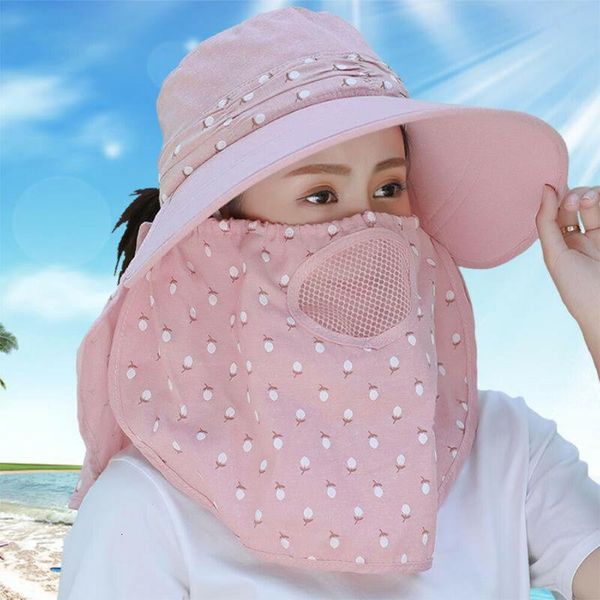 

new women sunhats with mask summer large brim sun hat uv protection folding mask breathable sun hat, Black;white