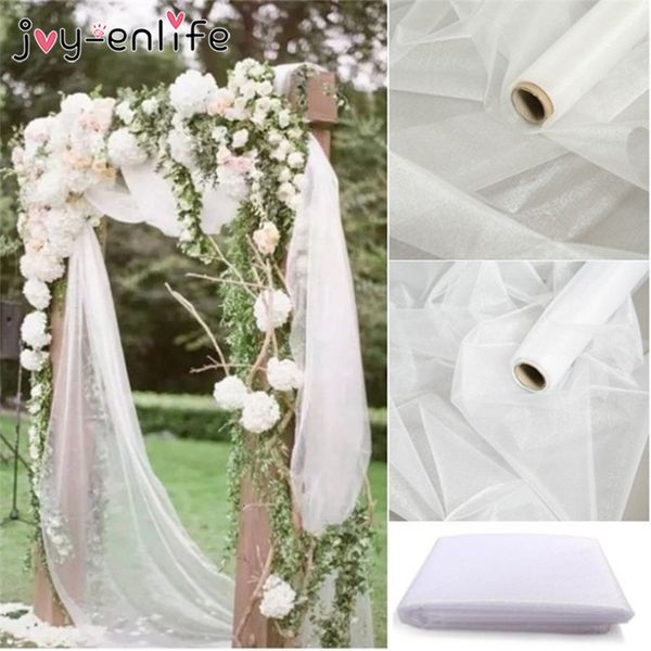 

wedding decoration 50cm x 10m mariage yarn tulle roll sheer crystal organza fabric birthday party kids baby shower supplies