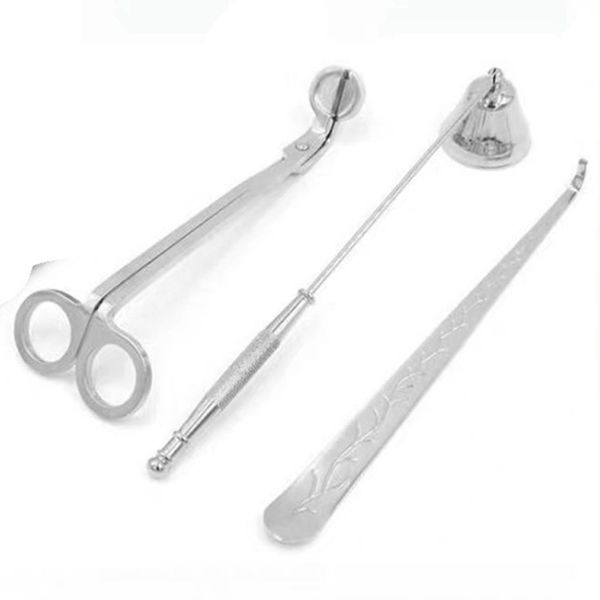 

3pcs candle accessory set stainless steel bell snuffers candle wick trimmer candles wick dipper candles scissors cutter tool vt0591