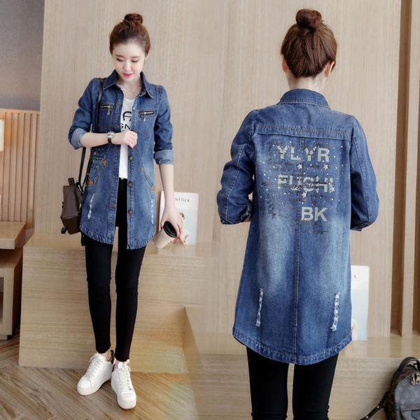 

solid turn-down collar jean jackets for women loose casual blue fashionable women coats female outwear streetwear denim feminine, Black;brown
