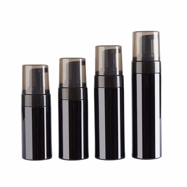 

black plastic foam pump bottles 100ml 120ml 150ml 200ml bpa with transparent-black cover for foaming soap mousse