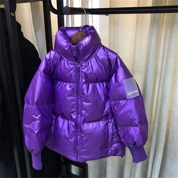 

fashion glossy children winter new thicker warm loose coat modis kids clothes down jacket windproof outerwear y2163 y200901, Blue;gray