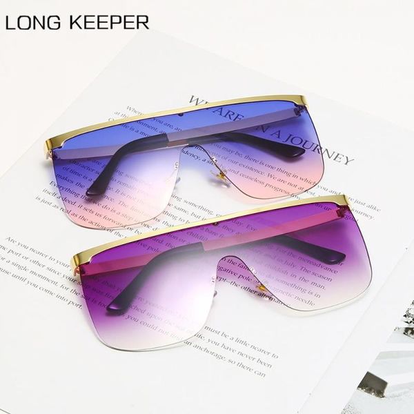 

sunglasses longkeeper oversized square women men brand designer flat sun glasses female travel driving goggles, White;black