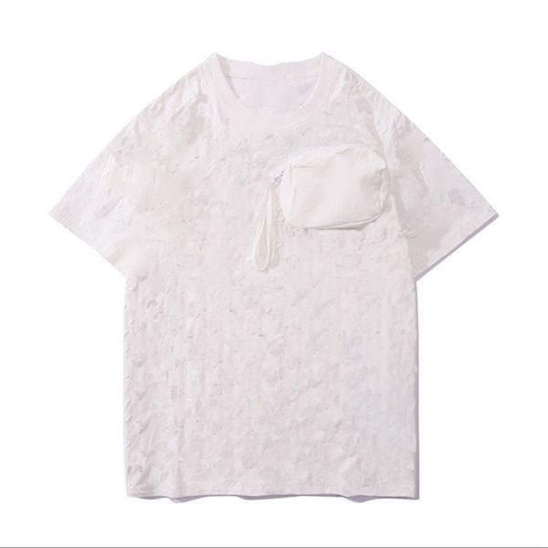 

men's summer fashion letter novelty full printed pockets removable sweat-absorbent street style short sleeves t-shirt black white size, White;black
