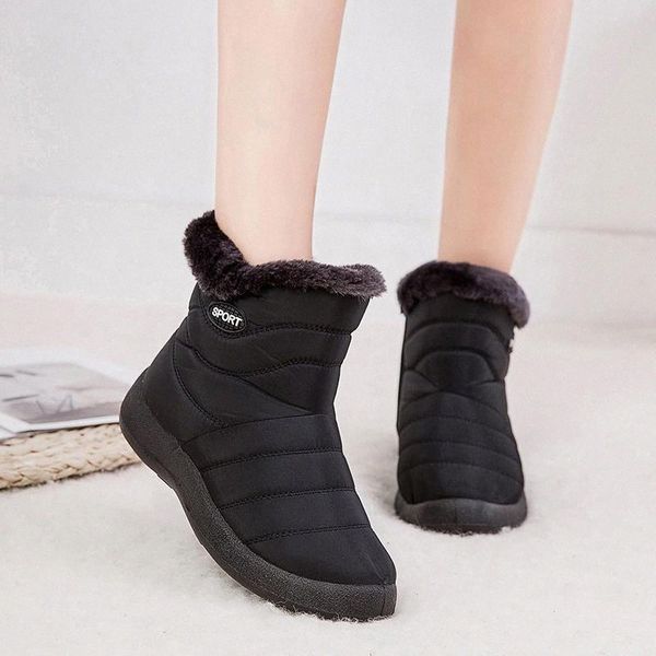 

winter ankle boots 2020 fashion waterproof snow boots winter shoes woman casual lightweight zip warm plush fur women #st0f, Black
