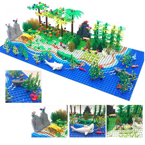 

rain forest trees animals construction building blocks set kids diy toys juguetes children classic bricks baseplate compatible sqcnoj