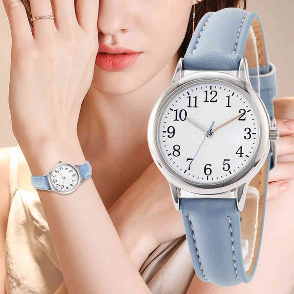

japanese movement easy to read arabic numerals pu leather strap 31mm dial laides clock, Slivery;brown