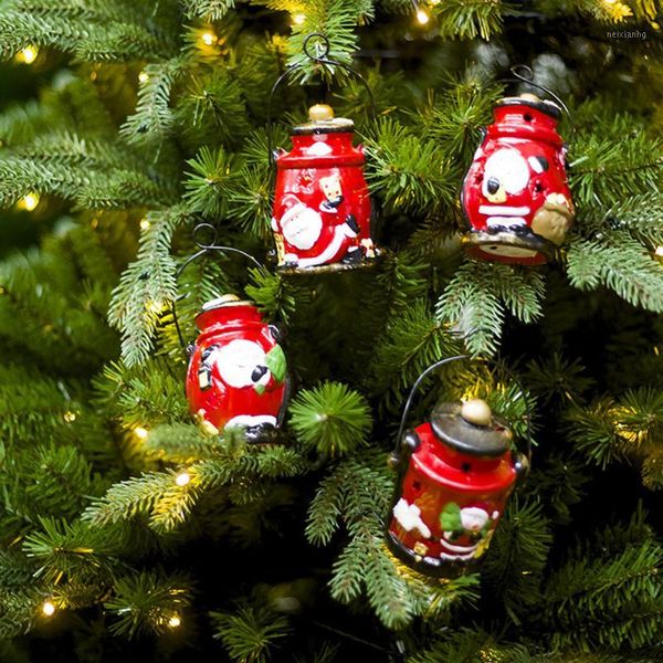 

painted bar christmas tree ornament luminous with light lanterns santa claus craft snowman home party decor hanging cute ceramic1