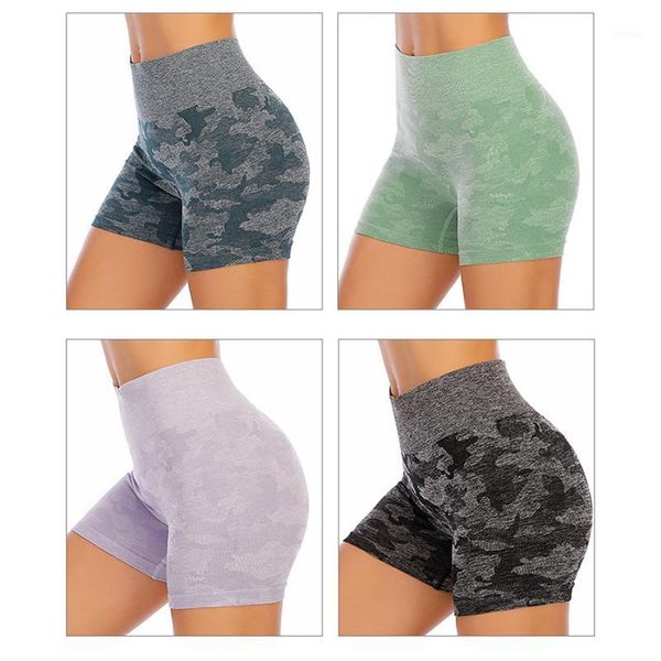 

yoga outfits camouflage seamless sport shorts women black booty high waist tummy control gym acitve fitness tight booties1, White;red