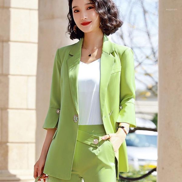 

women's suit 2-piece jacket jacket pants women's slim slim flared sleeves trousers set business casual formal suit1, White