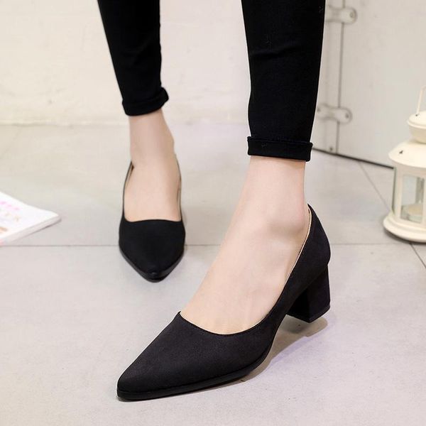 

2021 large spring and autumn new women's pointed solid high heel light mid heel one piece women's shoes, Black