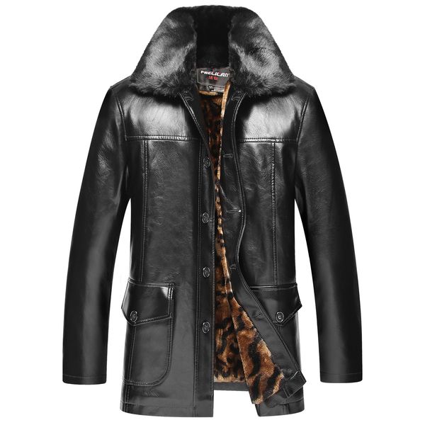 

2020 new coat white fur large leather jacket men's clothing for the elderly