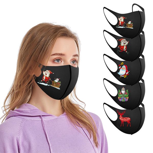 

дизайнер 1/5 шт рождество forprotection маска моды для взрослых санта-клаус printed многоразовый моющийся ice шелковые маски mascarillas