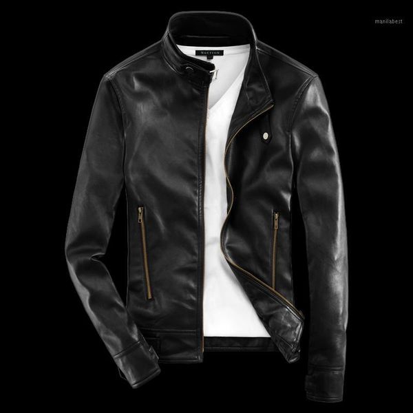 

mrmt 2018 brand men's jacket leather jacket new handsome leisure pu leather men's clothing1, Black;brown