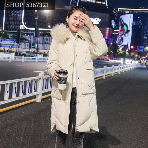 

clothes woman 2019 winter long fund self-cultivation cotton suit-dress keep warm heavy seta lead ma'am loose coat tide1, Black