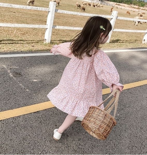 

bt8ob ha dad's little girlscasual long-sleeved ha dad's cute cute little clothes floral autumn clothes long-sleeved dress girlscas, Black;gray