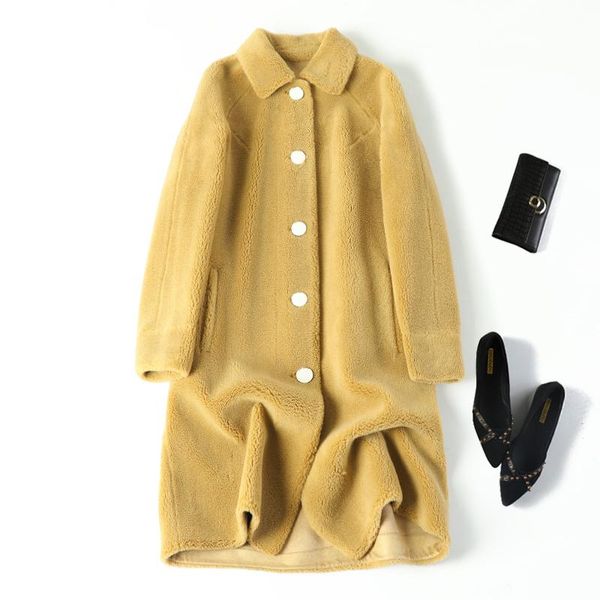 

2020 новые гранулированный velvet шинель женской длинные мехового воротника площади сыпучего elegante зима шерсть пальто женщина abrigo muje, Black